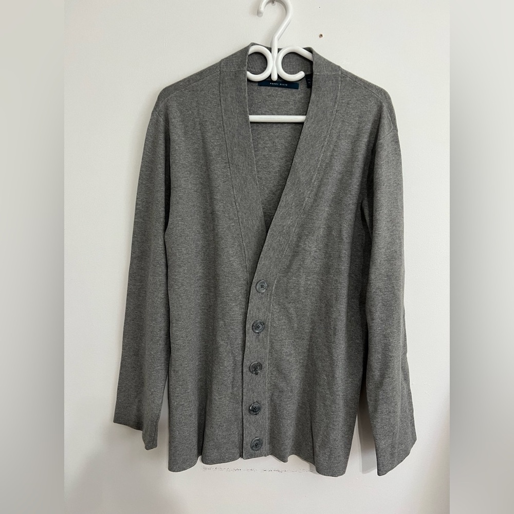 Perry Ellis Gray Button-Up Cardigan